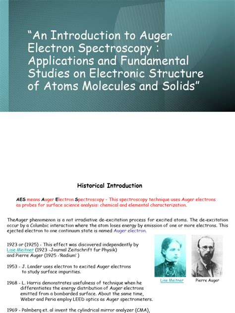 auger electron spectroscopy ppt|An Introduction To Auger Electron Spectros .